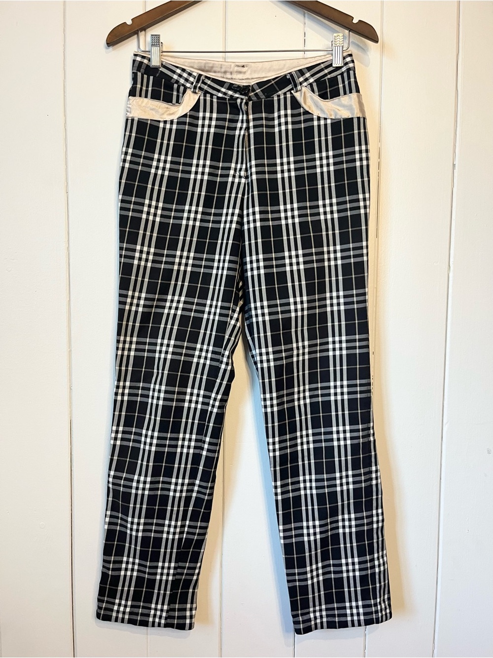 Park J.S Plaid Pants. Black and Tan Plaid Pants.